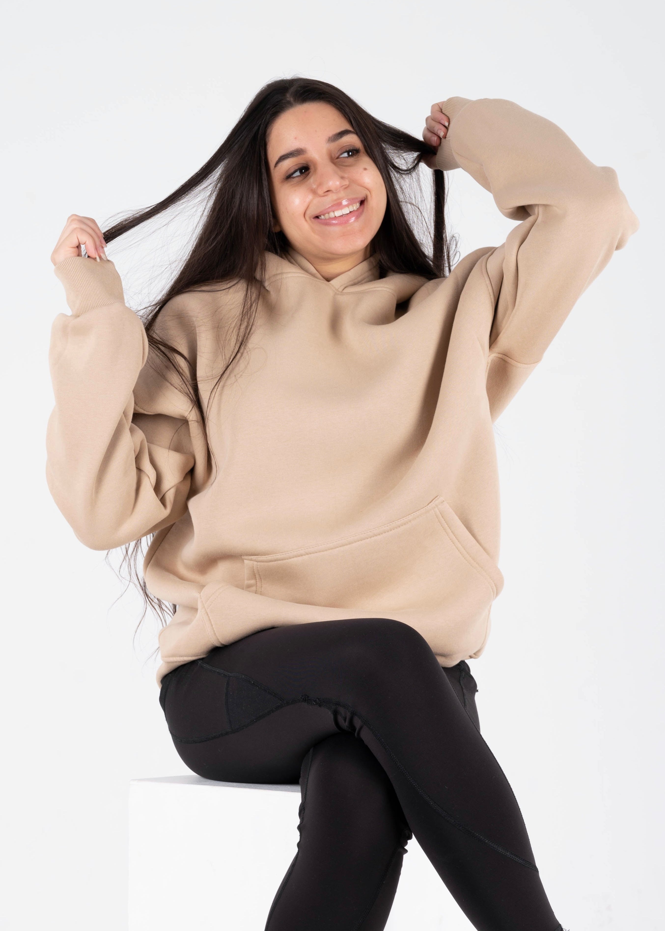 Beige Oversized Hoodie