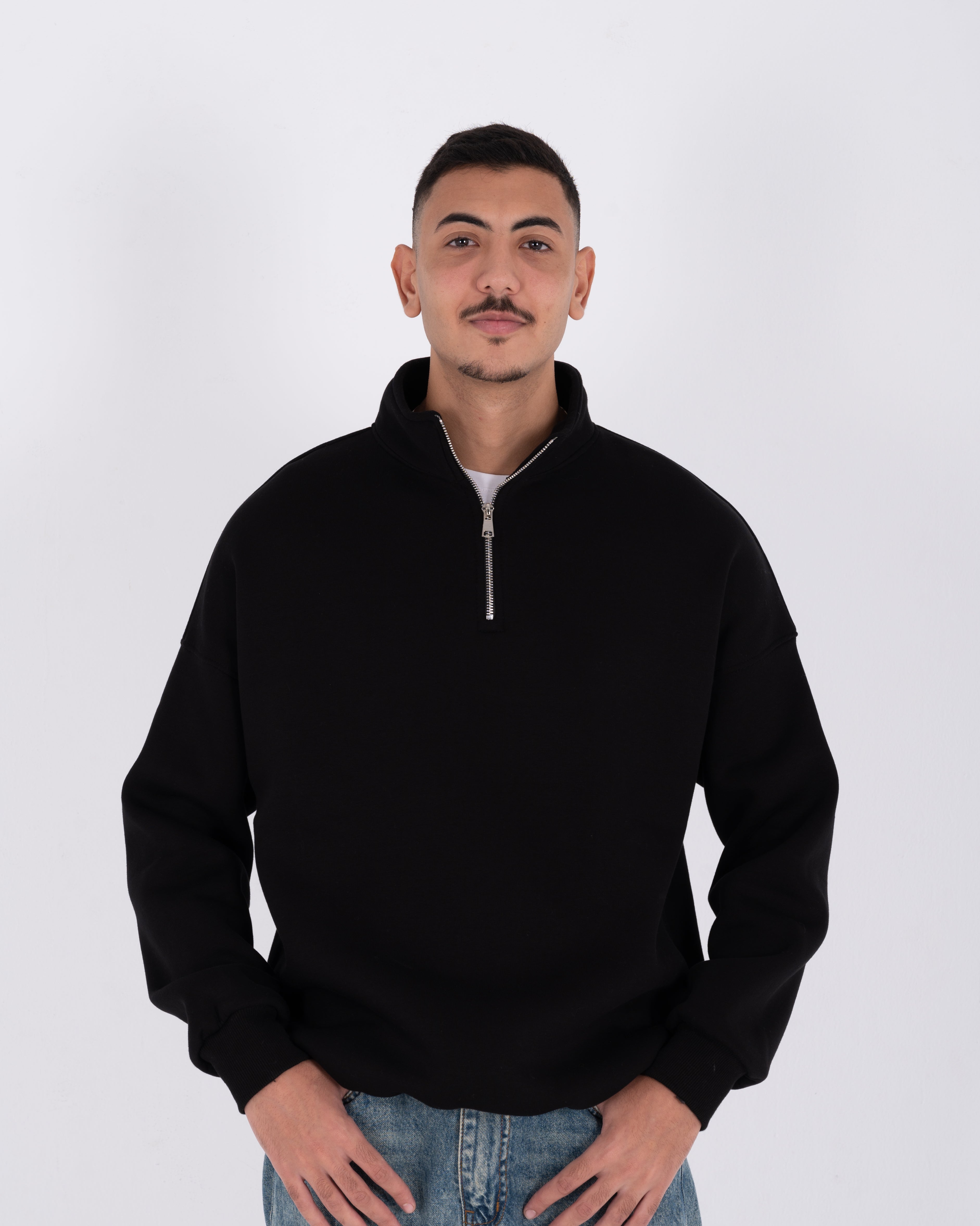 Black Oversized Quarter Zip