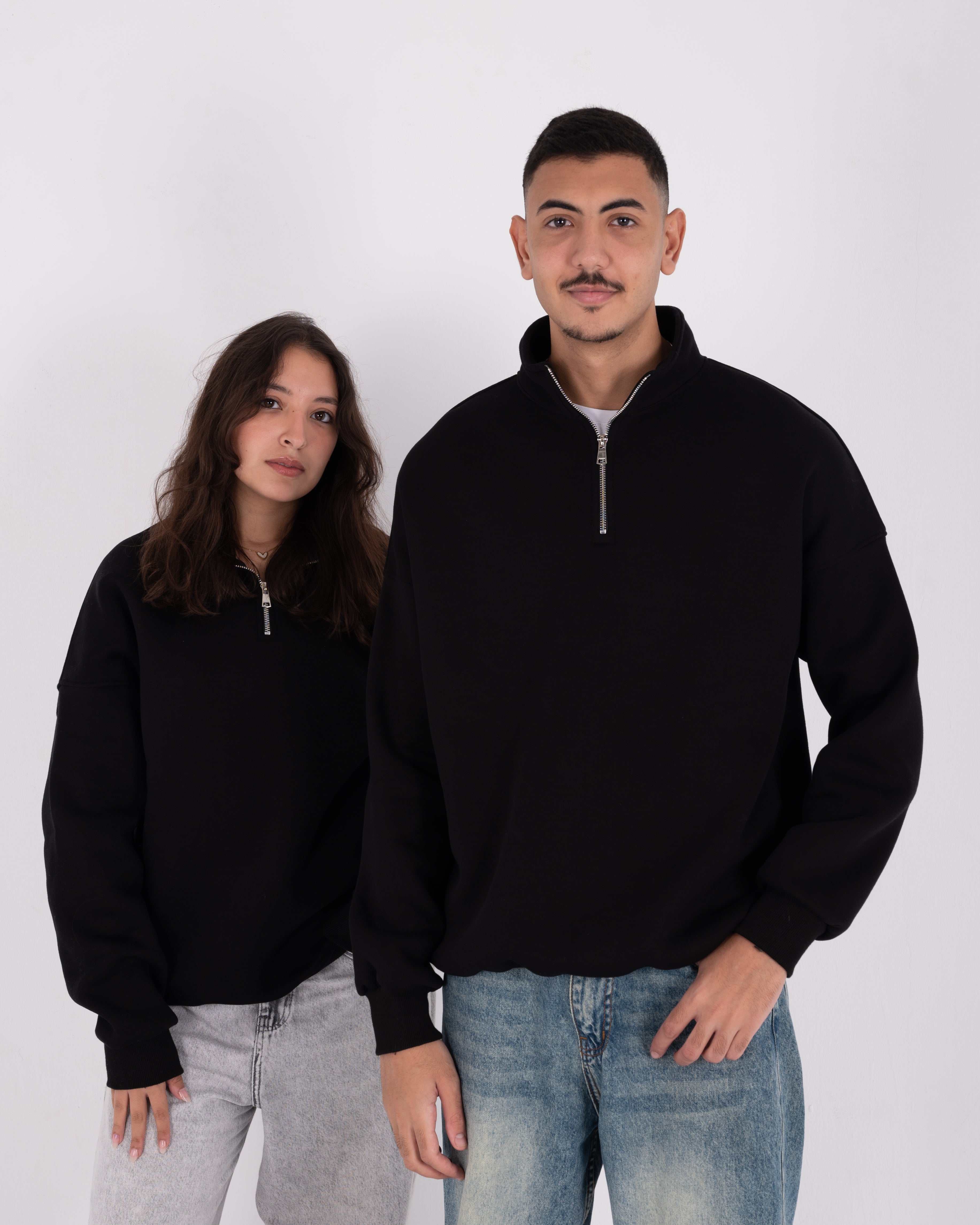 Black Oversized Quarter Zip