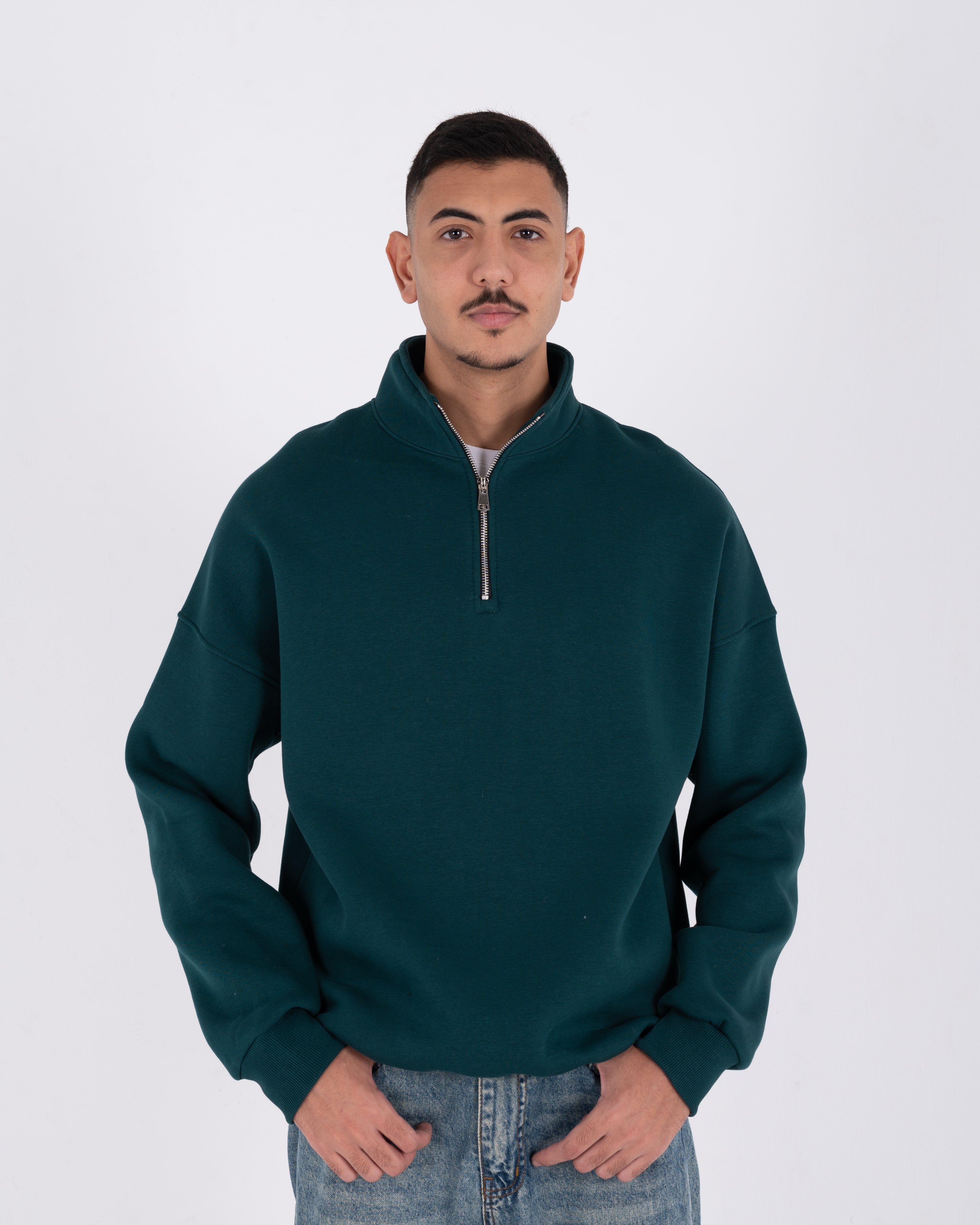 Dark Green Oversized Quarter Zip