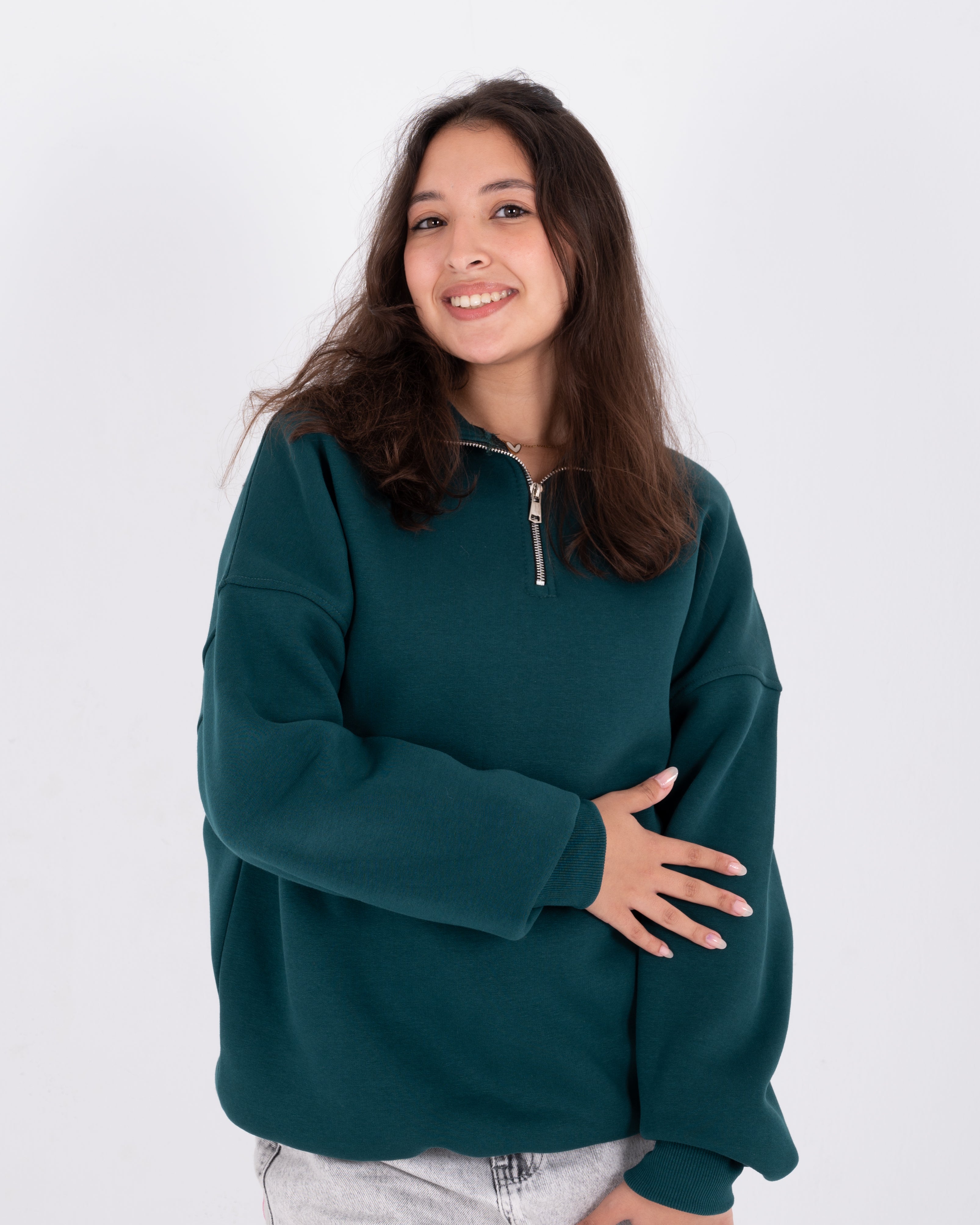 Dark Green Oversized Quarter Zip