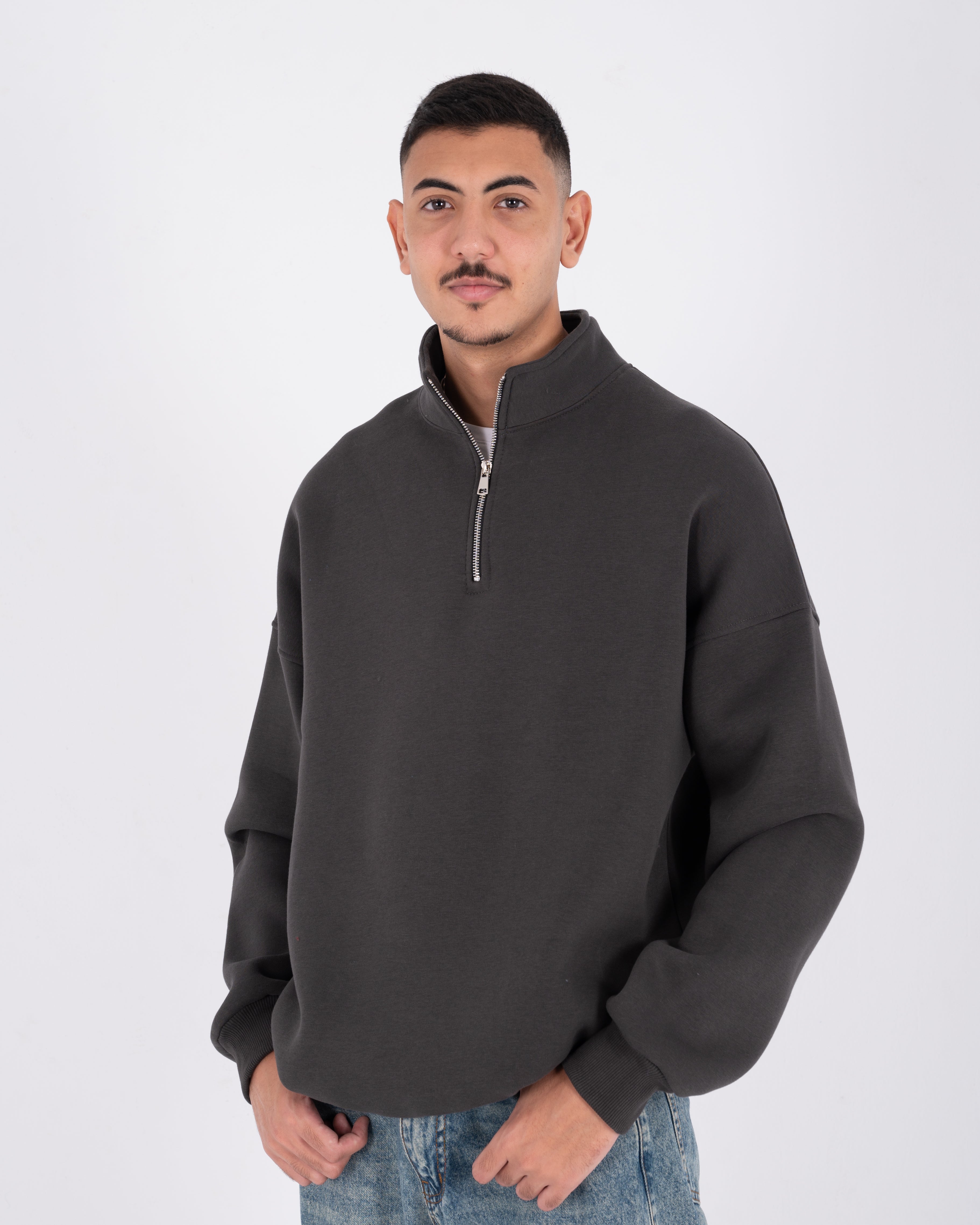 Dark Grey Oversized Quarter Zip