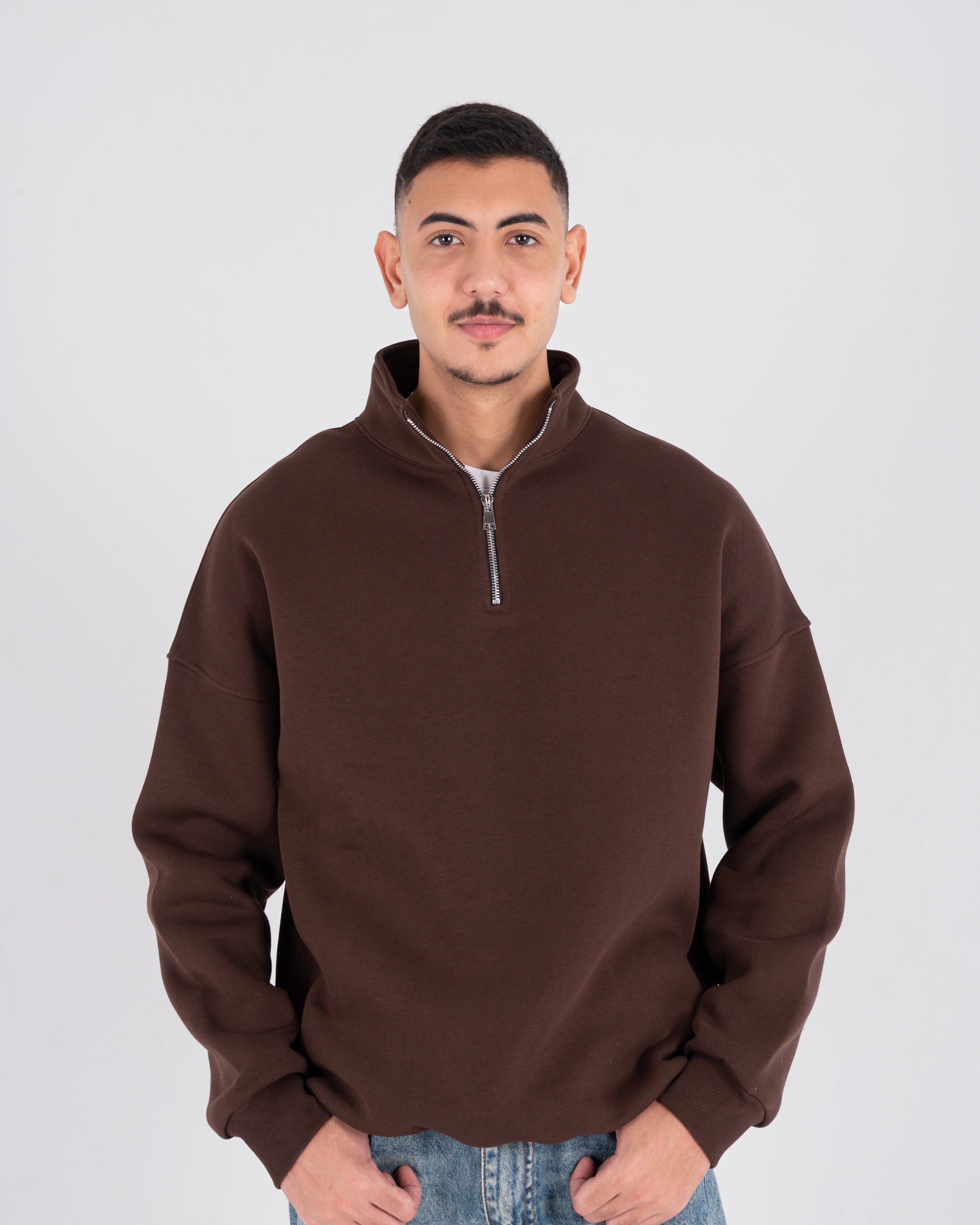 Brown Oversized Quarter Zip